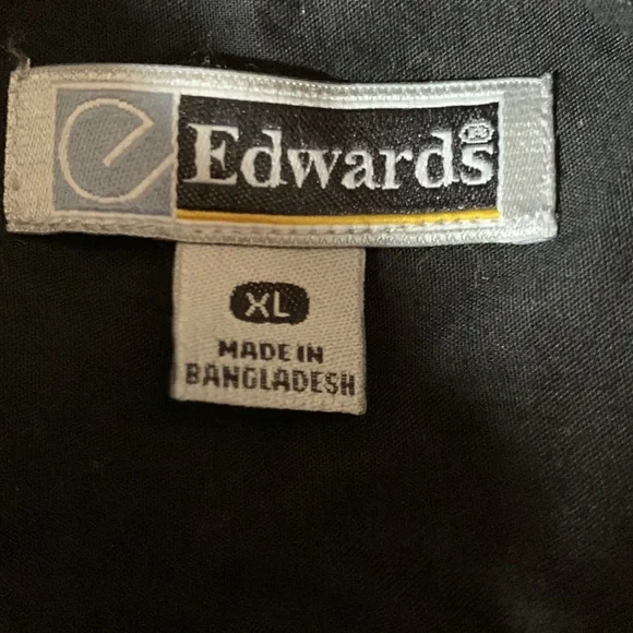 Men’s Edwards black button up, long sleeve, collarless dress shirt.  Size XL - Picture 2 of 6